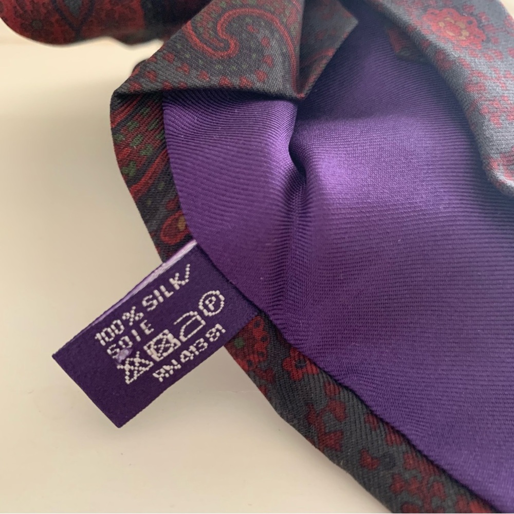 Ralph Lauren Purple Label Maroon Paisley Tie - Picture 3 of 4